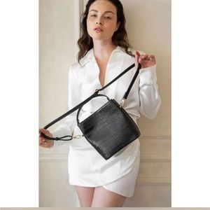 $188 MSRP AOTA Black Elena Crossbody Croc Bag